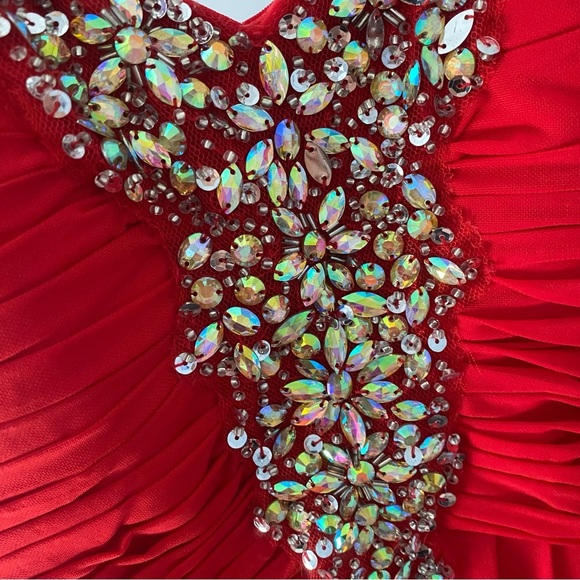 Red, strapless, jeweled prom dress/formal dress - Picture 9 of 12